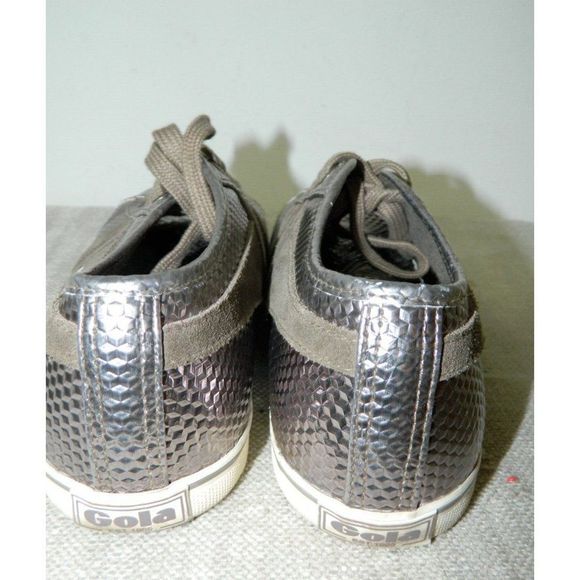 Gola Sneakers Metallic Pewter Leather Jasmine Hex Women's Size 41 EU 10 US - Picture 9 of 10